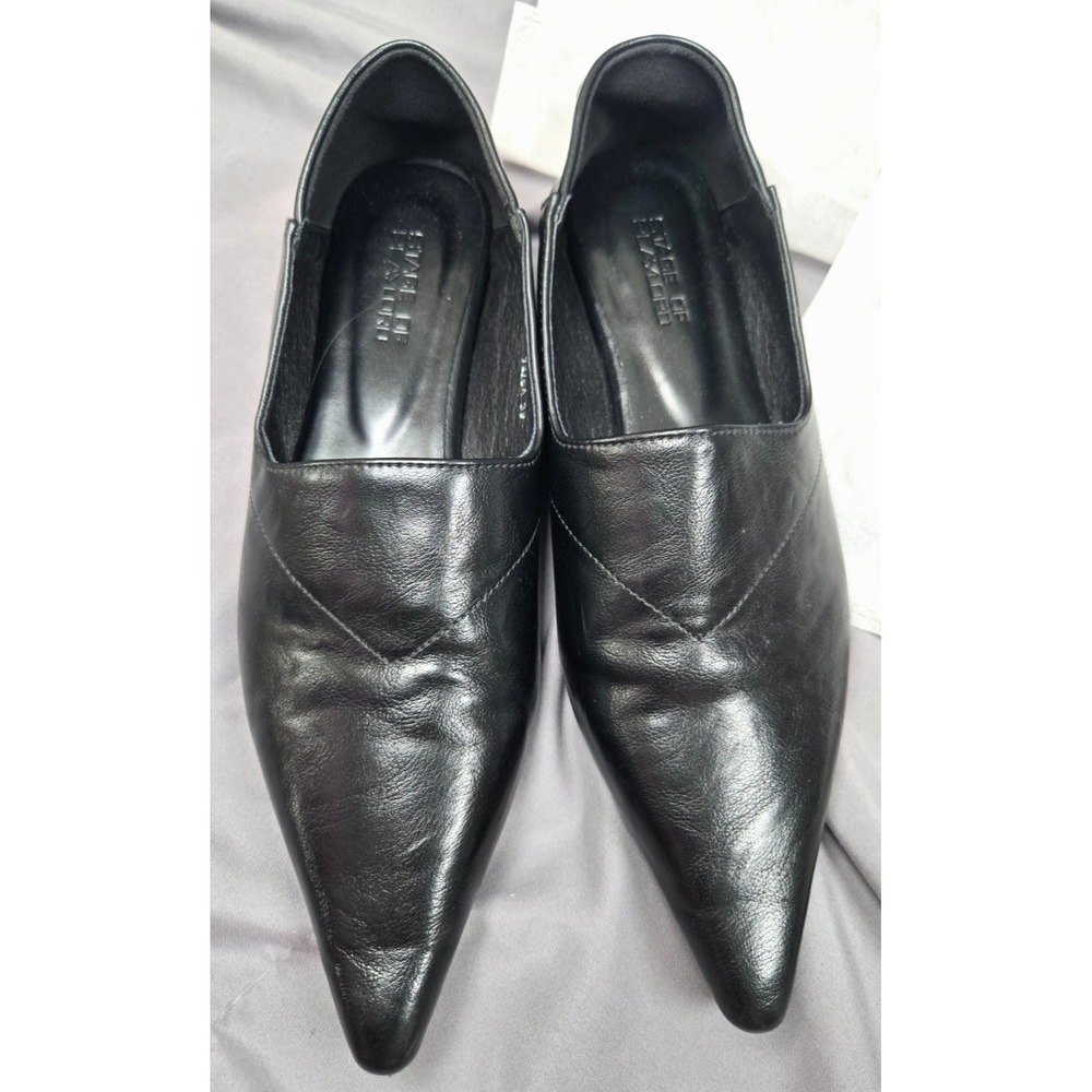 Stage of Playlord Vegan Soft Leather Pointed Toe Loafers Faux Heels Slip On Sz39